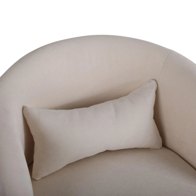 Modernre Drehstuhl für Wohn- und Schlafzimmer, 360° drehbar, Polyblend-Stoff, Komfortkissen, 67×61,4×77,9 cm, Beige