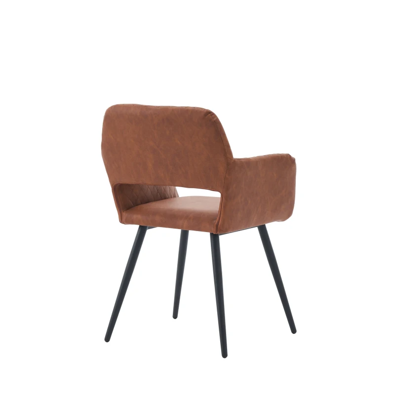 Set aus 2 ergonomischen Stühlen, mit Metallbeinen, für Wohnzimmer und Schlafzimmer, 58x56x80 cm, Braun