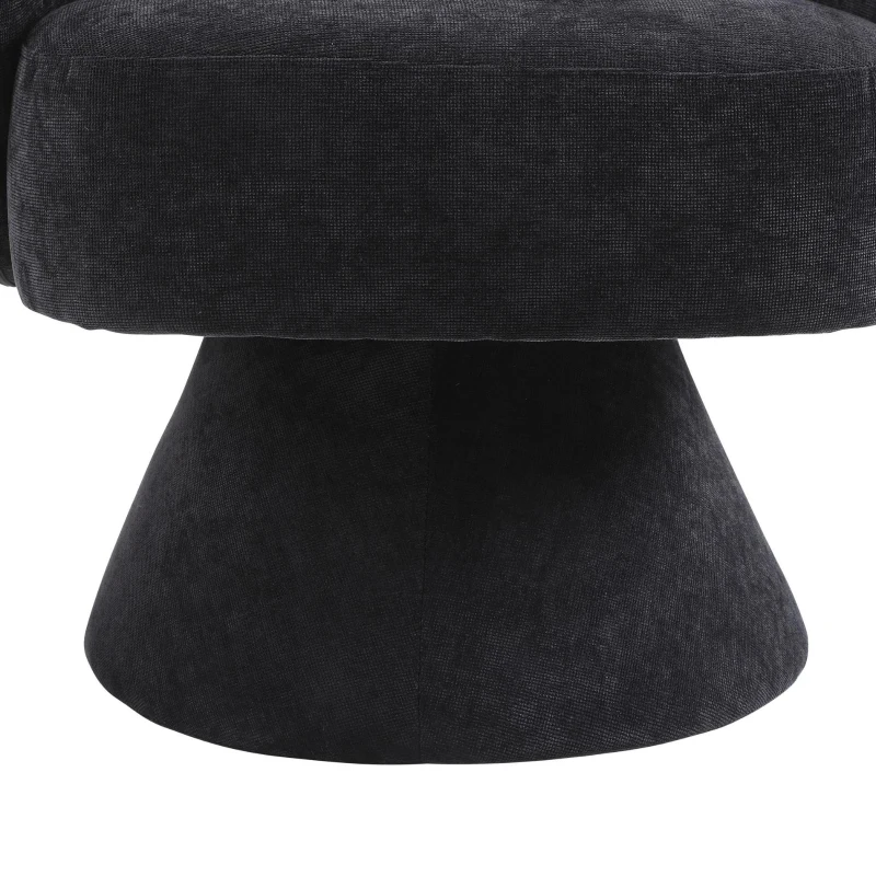 Chaises pivotantes modernes pour salon et chambre à coucher, base pivotante à 360°, coussin en tissu polyblend doux, montage facile, Noir