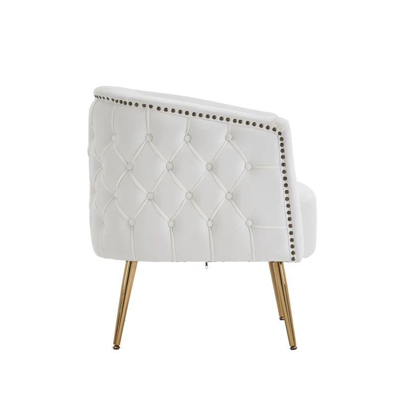 Chaise seau confortable avec décorations de boutons, haute capacité de charge, Beige