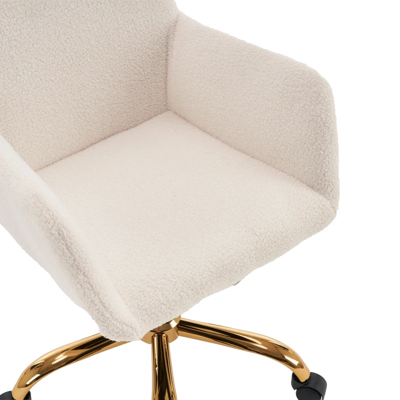 Chaise de relaxation pivotante, réglable en hauteur, en fourrure synthétique résistante à l'usure, Fauteuil de relaxation rembourrée, Blanc