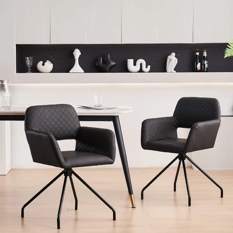 Set aus 2 Ergonomischen Stühlen aus Kunstleder, 58x55,88x79 cm, Schwarz