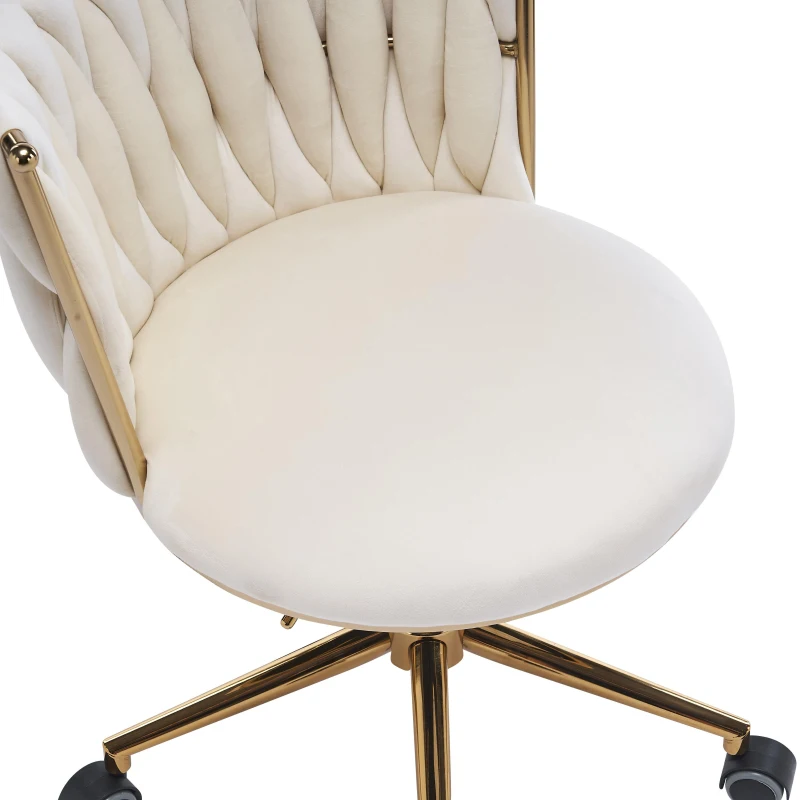 Moderner Homeoffice-Stuhl, Verstellbar und drehbar, Stabil und bequem, 54,1x57,9x77,9 cm, Beige