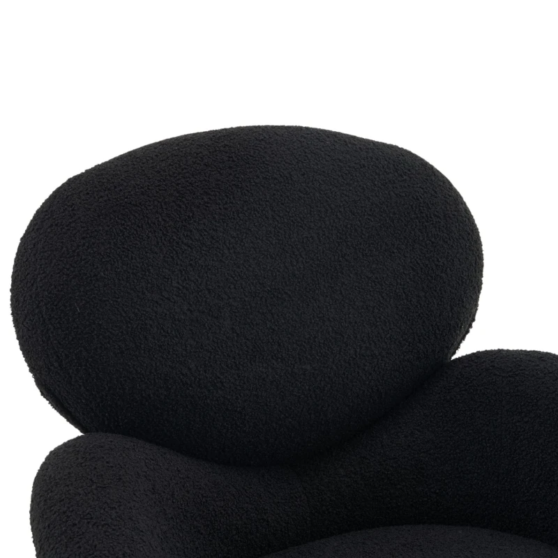 Ankleidestuhl mit samtartigem Bezug und Metallbeinen, moderner Freizeitstuhl für Wohnzimmer und Schlafzimmer, 74,1×77,9×81 cm, Schwarz