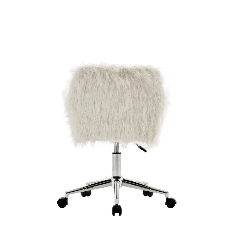 Verstellbarer Arbeitsstuhl mit Drehfunktion, verschleißfestes Kunstpelzkissen, ergonomisches Design, 55,88×55,11×83,82 cm, Weiß