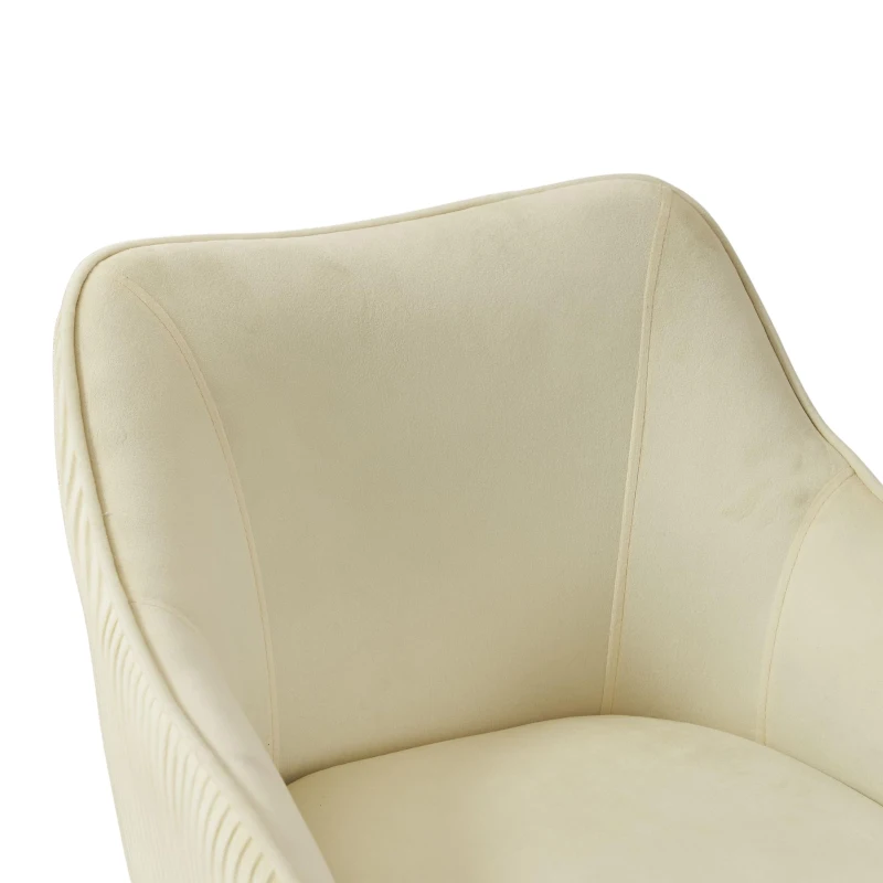 Verstellbarer und drehbarer Stuhl in Samtoptik für Büro und Zuhause, höhenverstellbar, 56x55x83 cm, Beige