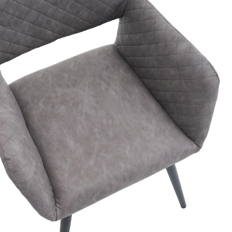 Set aus 2 ergonomischen Stühlen, mit Metallbeinen, für Wohnzimmer und Schlafzimmer, 58x56x80 cm, Dunkelgrau