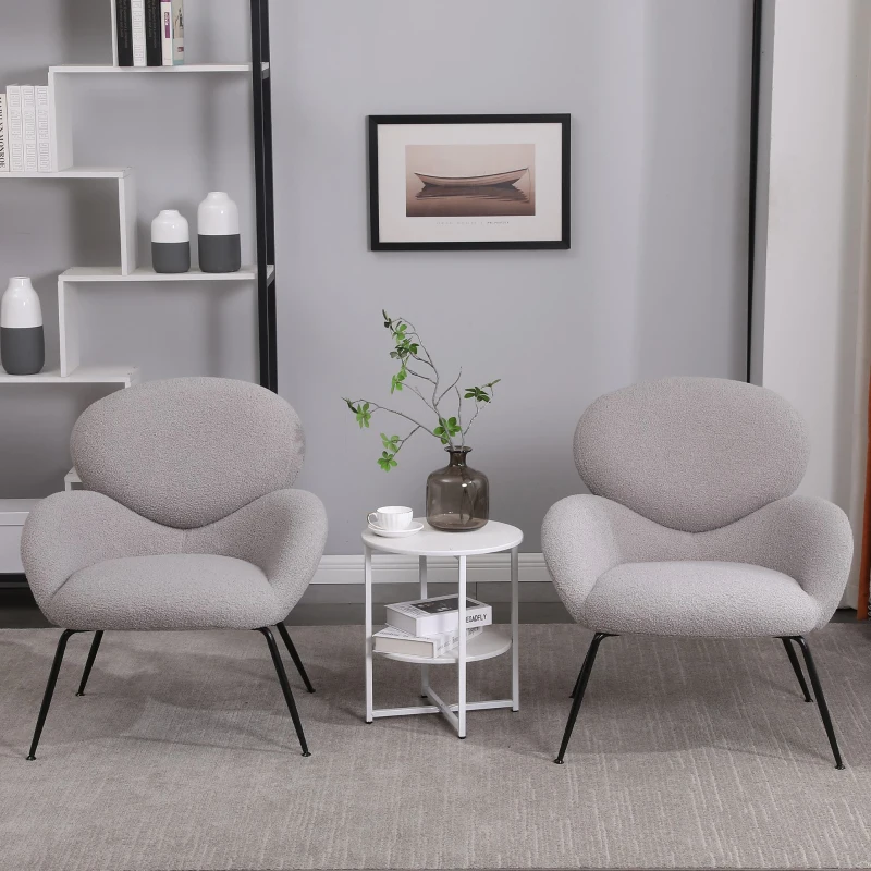 Ankleidestuhl mit samtartigem Bezug und Metallbeinen, moderner Freizeitstuhl für Wohnzimmer und Schlafzimmer, 74,1×77,9×81 cm, Grau