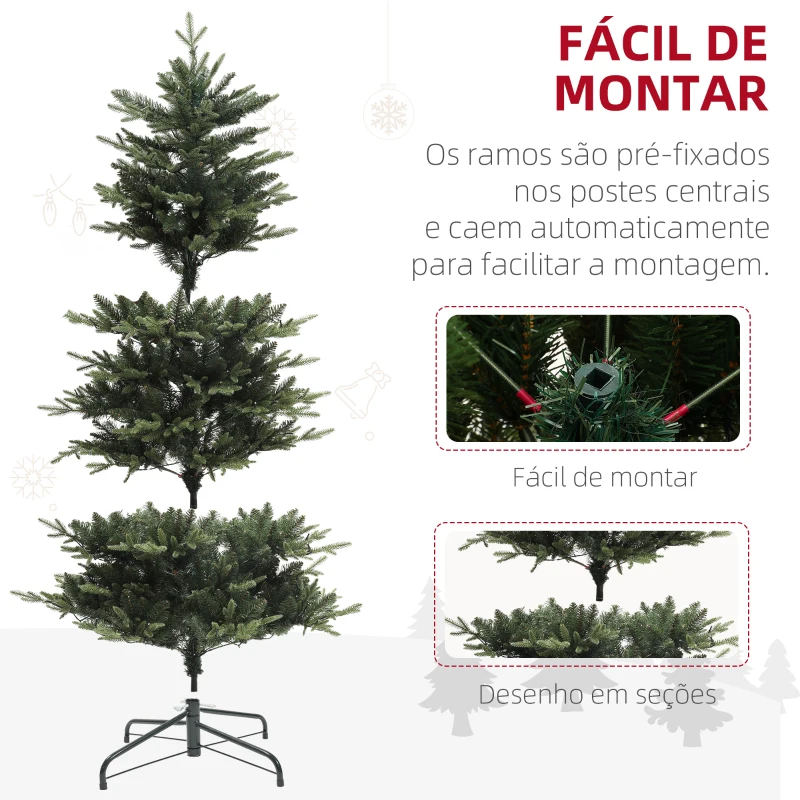 HOMCOM Árvore de Natal 180 cm Árvore de Natal Artificial com 350 Luzes LED 726 Ramos e Suporte de Aço Decoração de Natal  Ø114x180 cm Verde