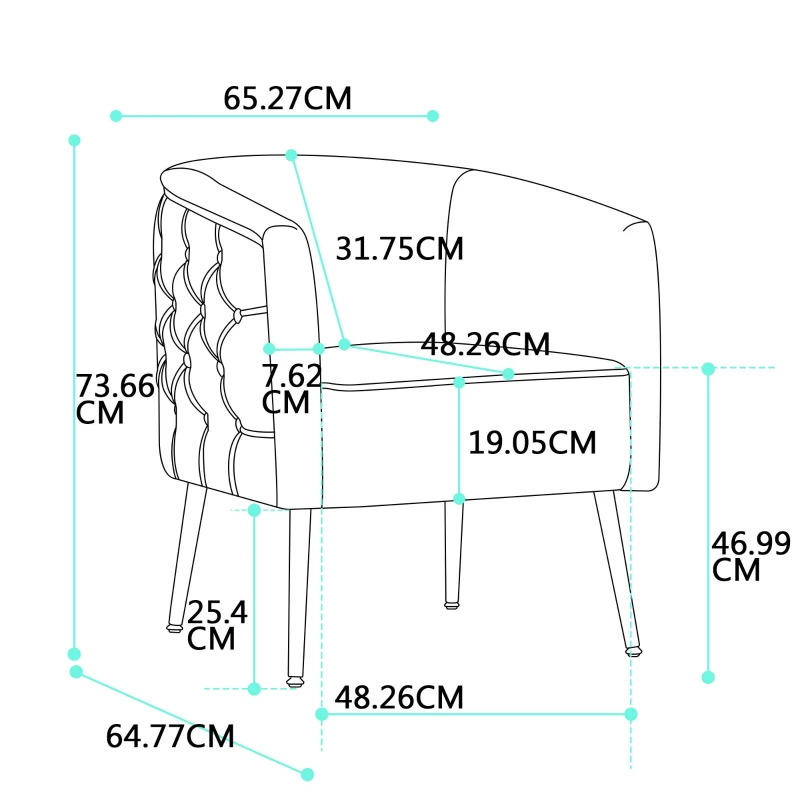 Bequemer Armlehnstuhl mit Knopfdekorationen, Schaumstoff, 65,27x64,77x73,66 cm, Blau