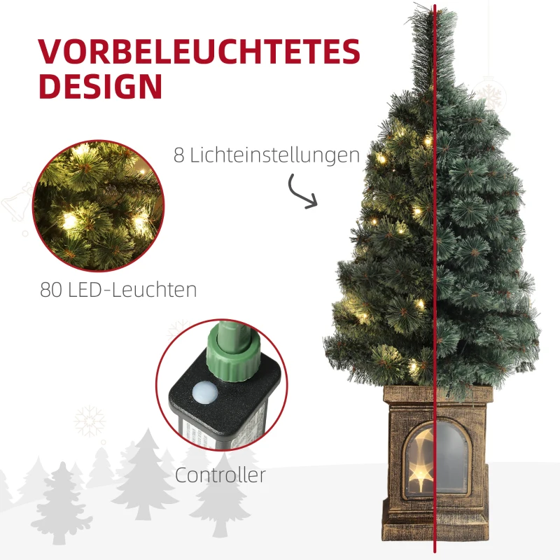 HOMCOM Kerstboom, levensecht uiterlijk, ingebouwde LED's, dimbaar, 8 modi, 45 x 90 cm, Groen