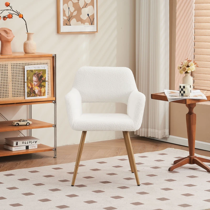 Stuhl in Samtoptik, ergonomisches Design, 58×56×80 cm, Weiß