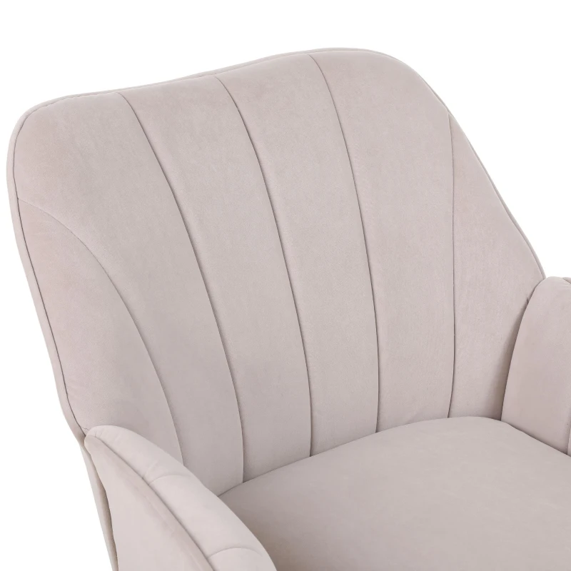 Fauteuil de loisirs moderne en velours, Design ergonomique, Montage facile, Beige