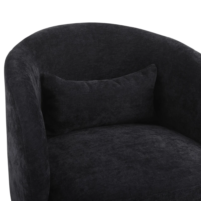 Chaises pivotantes modernes pour salon et chambre à coucher, base pivotante à 360°, coussin en tissu polyblend doux, montage facile, Noir