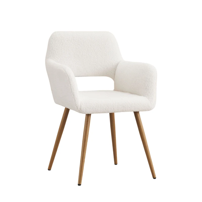 Stuhl in Samtoptik, ergonomisches Design, 58×56×80 cm, Weiß