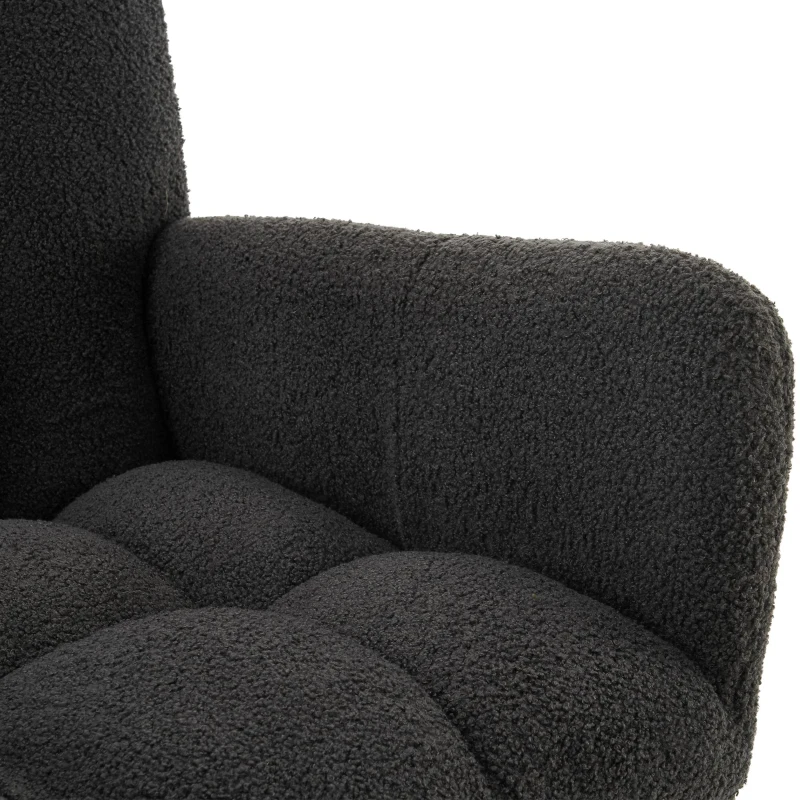 Moderner Schaukelstuhl mit hoher Rückenlehne und Armlehnen, bequemer samtartiger Stoff, geeignet für Wohnzimmer, Schlafzimmer und Innenhöfe, 62,9x95,7x90,9cm, Grau