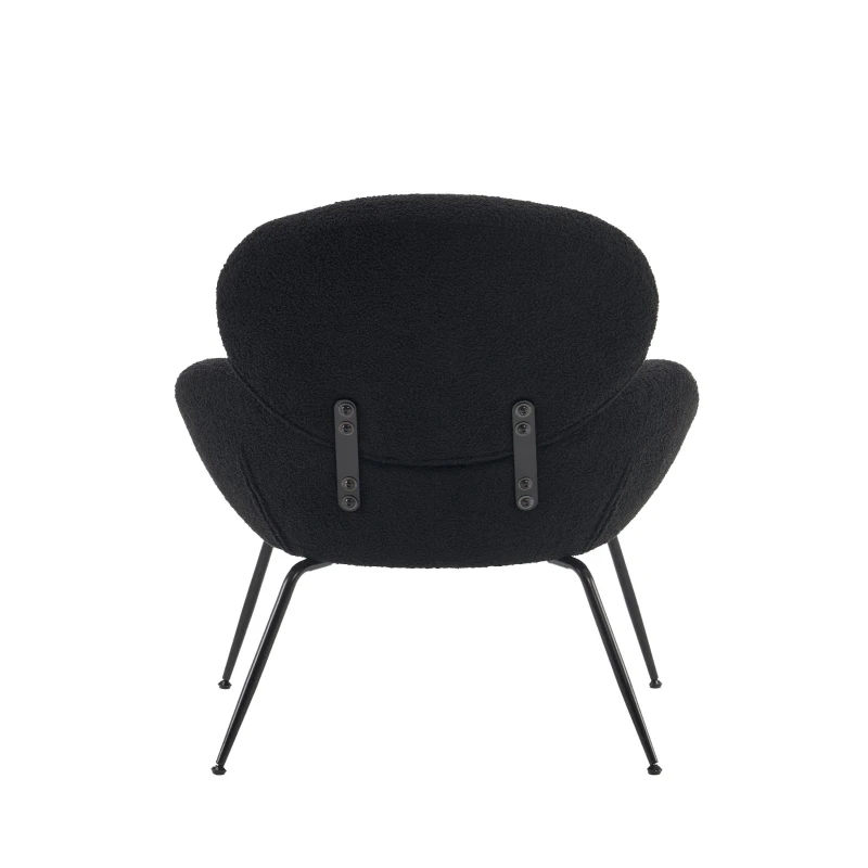 Ankleidestuhl mit samtartigem Bezug und Metallbeinen, moderner Freizeitstuhl für Wohnzimmer und Schlafzimmer, 74,1×77,9×81 cm, Schwarz