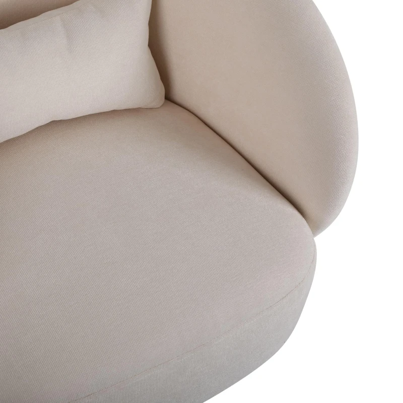 Modernre Drehstuhl für Wohn- und Schlafzimmer, 360° drehbar, Polyblend-Stoff, Komfortkissen, 67×61,4×77,9 cm, Beige