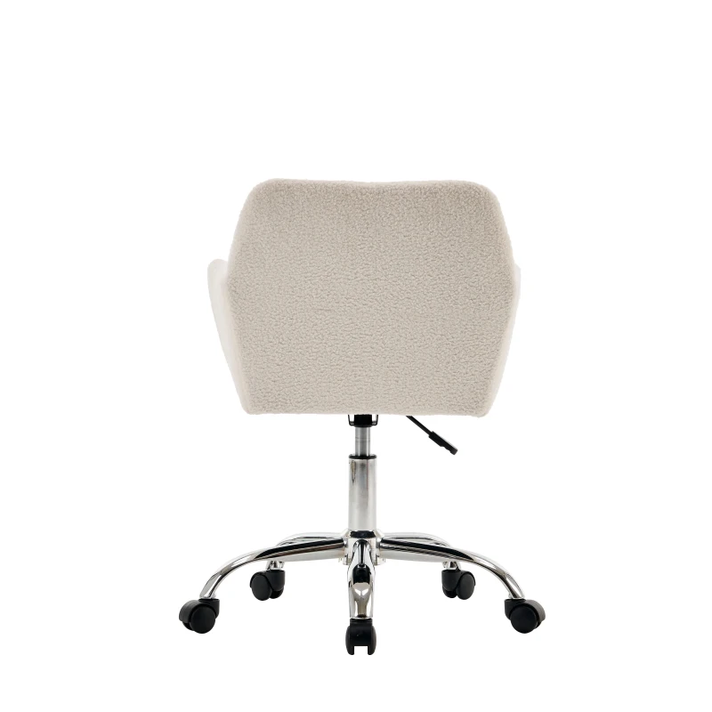 Chaise de relaxation pivotante, réglable en hauteur, en fausse fourrure résistante à l'usure, Fauteuil de relaxation rembourrée, Blanc