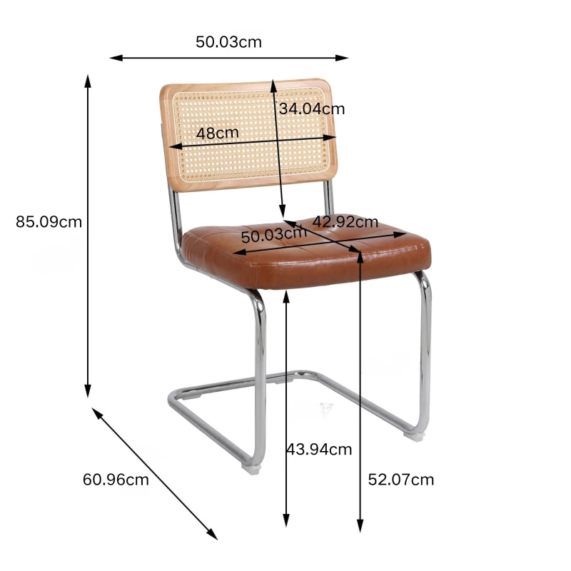 Moderne Esszimmerstühle, 2er-Set Rattan Stühle, 50,03x60,96x85,09 cm, Schwarz