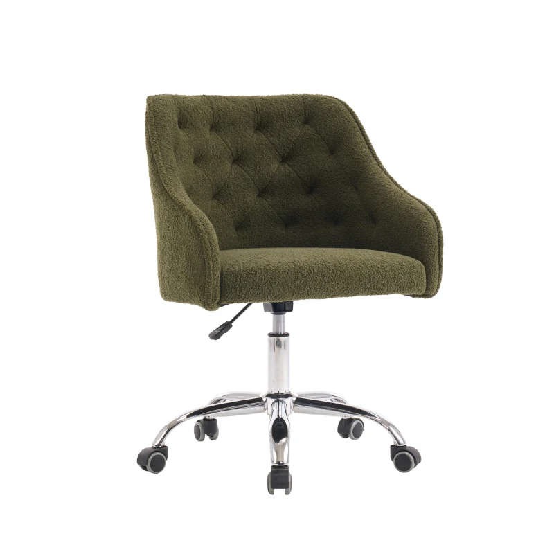 Samtartiger Bürostuhl, verstellbarer 360° Drehstuhl, höhenverstellbar, geeignet für Wohnzimmer, Schlafzimmer, Büros, Hotels und Restaurants, 56,48×52,98×90,5 cm, Grün