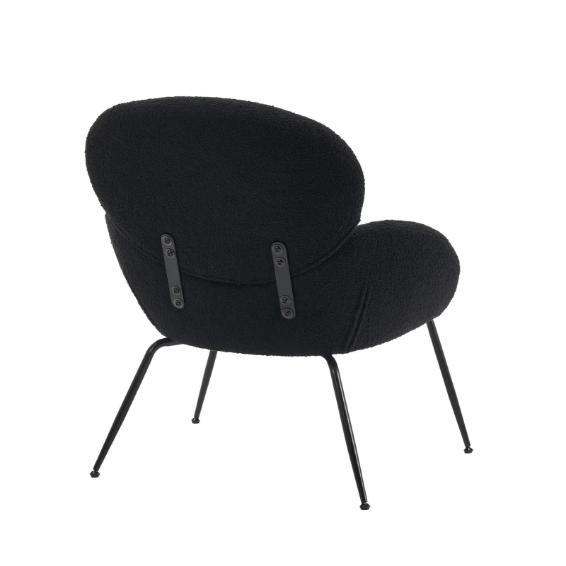 Ankleidestuhl mit samtartigem Bezug und Metallbeinen, moderner Freizeitstuhl für Wohnzimmer und Schlafzimmer, 74,1×77,9×81 cm, Schwarz