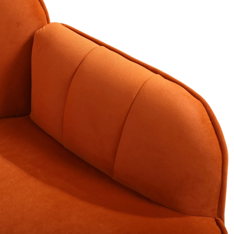 Freizeitstuhl mit Bezug in Samtoptik, Ergonomisches Design, 64x72,8x77,9 cm, Orange