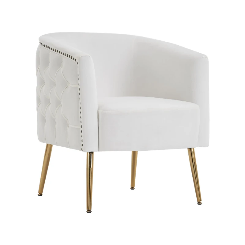 Chaise seau confortable avec décorations de boutons, haute capacité de charge, Beige