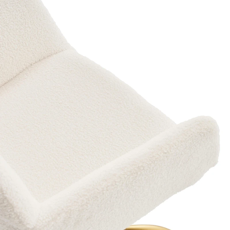 Chaise de relaxation pivotante, réglable en hauteur, en fourrure synthétique résistante à l'usure, Fauteuil de relaxation rembourrée, Blanc