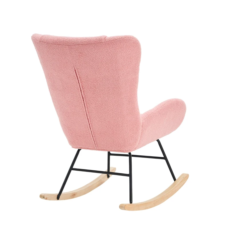 Freizeit Schaukelstuhl, aus bequemem Stoff in Samtoptik, 67,5×93×93 cm, Rosa