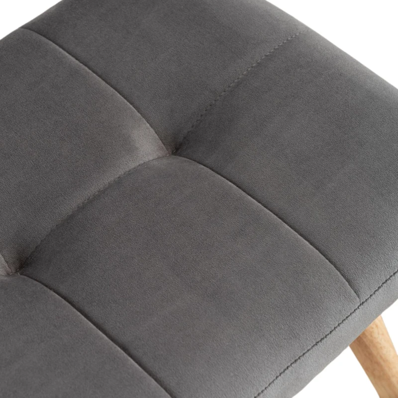 Chaise à bascule ergonomique avec repose-pieds, 97 cm de hauteur, largeur d'assise 48 cm, cadre en bois de caoutchouc, supporte jusqu'à 113 kg, Gris