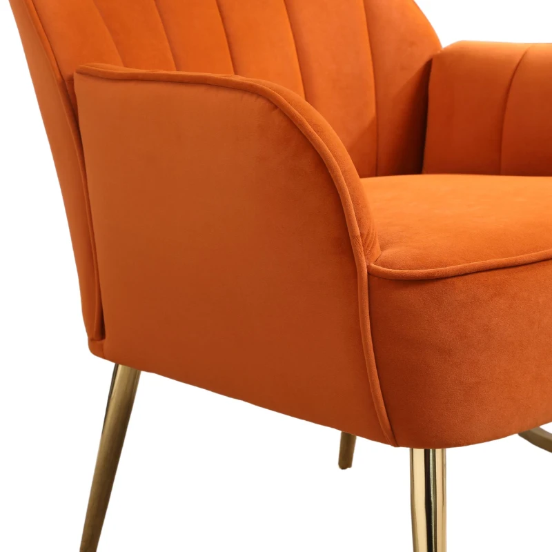 Freizeitstuhl mit Bezug in Samtoptik im 2er-Set, Ergonomisches Design, 64x72,8x77,9 cm, Orange