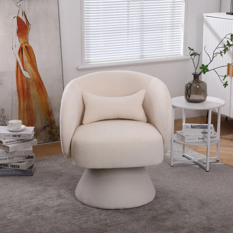 Chaises pivotantes modernes pour salon et chambre à coucher, pivotantes à 360°, tissu en polyblend, coussin de confort, montage facile, Beige