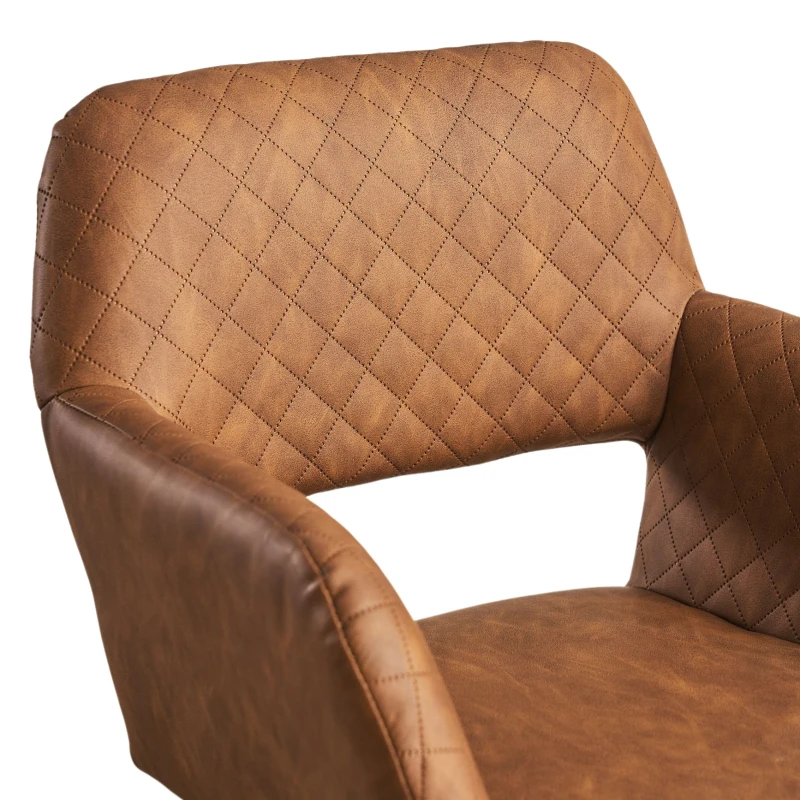 (Lot de 2) Chaise de maquillage ergonomique en simili cuir, chaise de salle à manger, fauteuil, facile à assembler, Marron