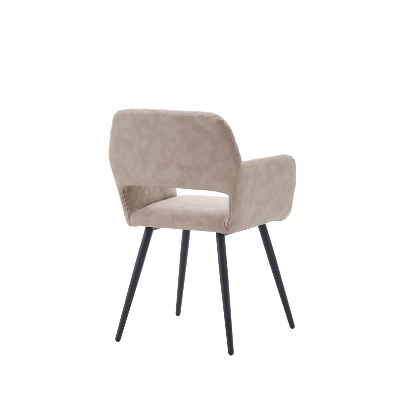 Set aus 2 ergonomischen Stühlen, mit Metallbeinen, für Wohnzimmer und Schlafzimmer, 58x56x80 cm, Khaki