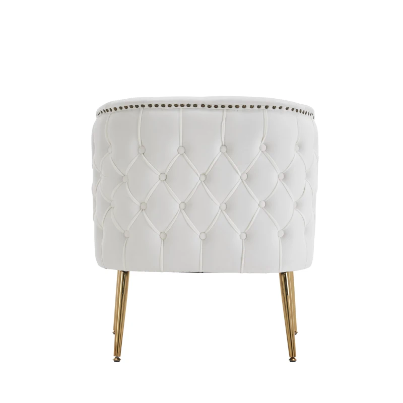 Chaise seau confortable avec décorations de boutons, haute capacité de charge, Beige