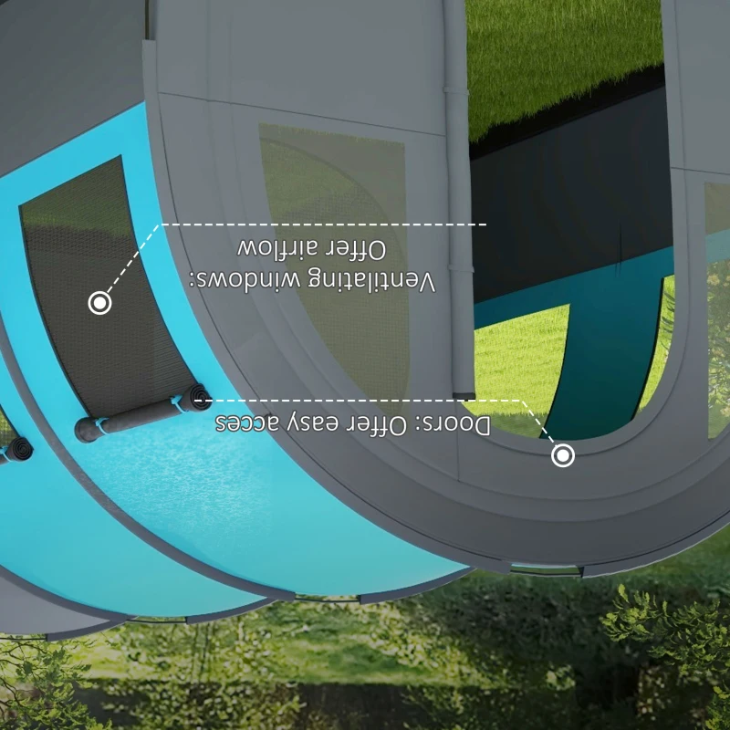 Outsunny  Cort de Camping Impermeabil cu 5 Locuri, cu Zonă Separată de Dormit și Living, Cort de Trekking din Poliester, 480x260x200 cm, Gri și Albastru