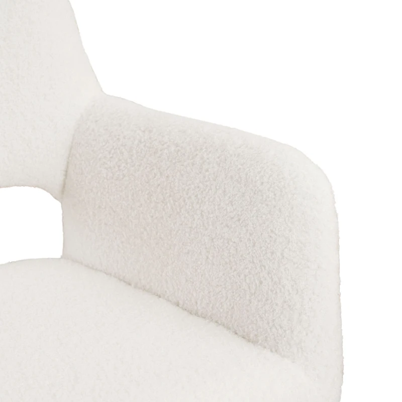 Stuhl in Samtoptik, ergonomisches Design, 58×56×80 cm, Weiß