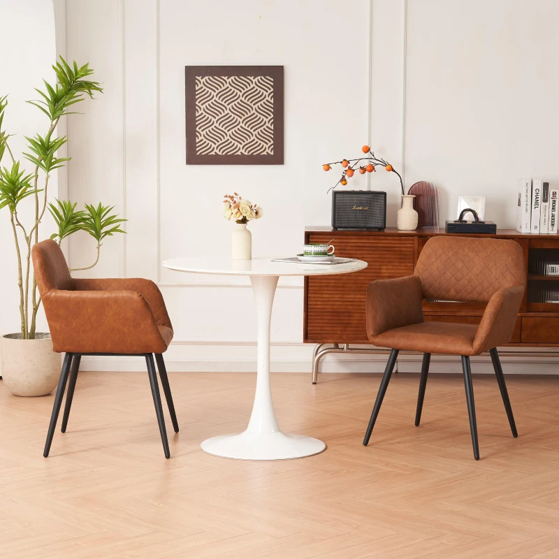 Set aus 2 ergonomischen Stühlen, mit Metallbeinen, für Wohnzimmer und Schlafzimmer, 58x56x80 cm, Braun