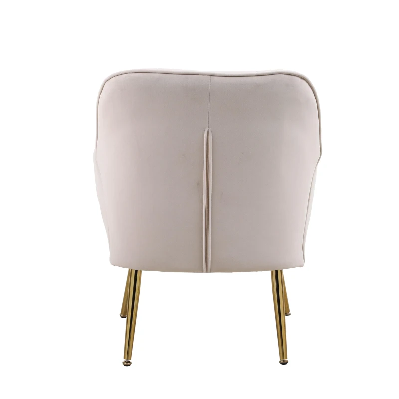 Fauteuil de loisirs moderne en velours, Design ergonomique, Montage facile, Beige