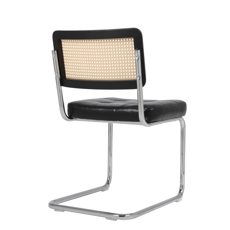 Moderne Esszimmerstühle, 2er-Set Rattan Stühle, 50,03x60,96x85,09 cm, Schwarz