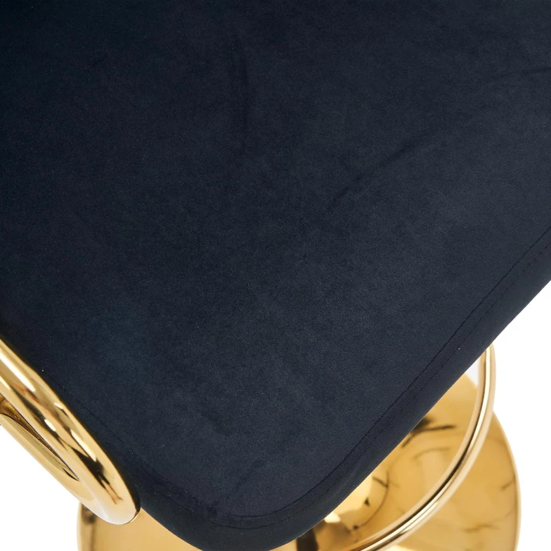 Tabouret de bar moderne pivotant et réglable en hauteur avec dossier et repose-pieds doré pour cuisine, bar et comptoir de restaurant, ensemble de 2,  Noir