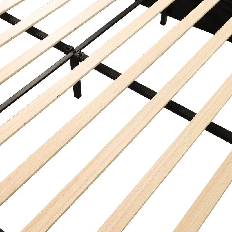 Double Upholstered Bed with LED Lighting and Storage Drawers, Adjustable Headboard, Easy Assembly, 198.5L x 143W x 107.5H cm, Grey