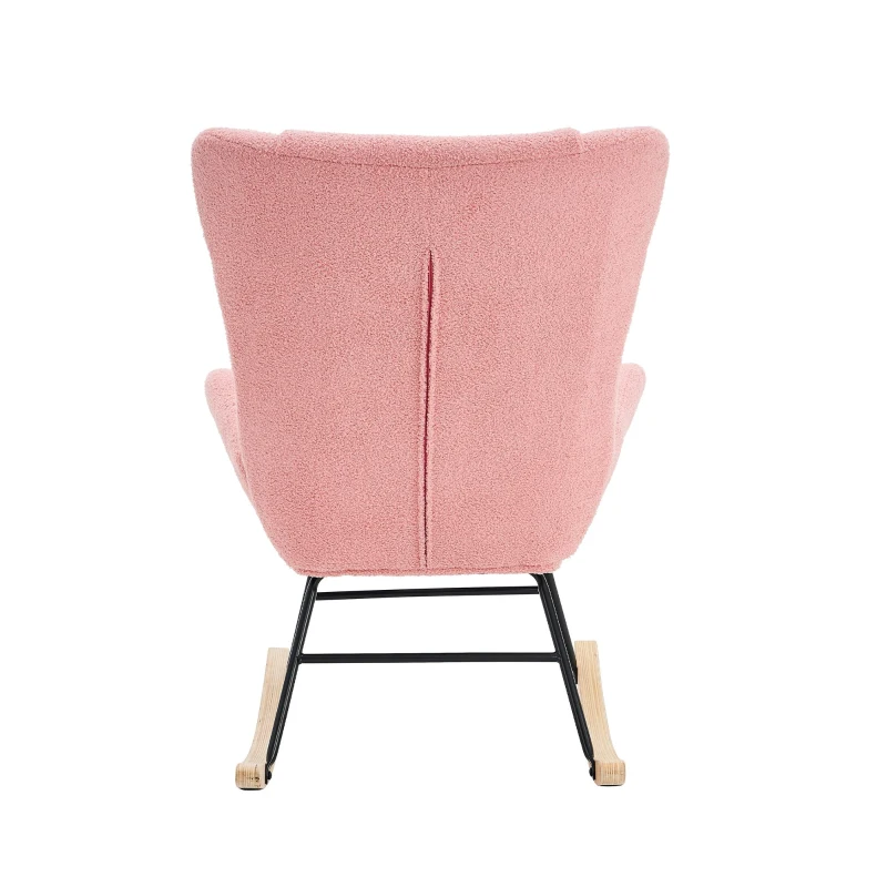 Freizeit Schaukelstuhl, aus bequemem Stoff in Samtoptik, 67,5×93×93 cm, Rosa