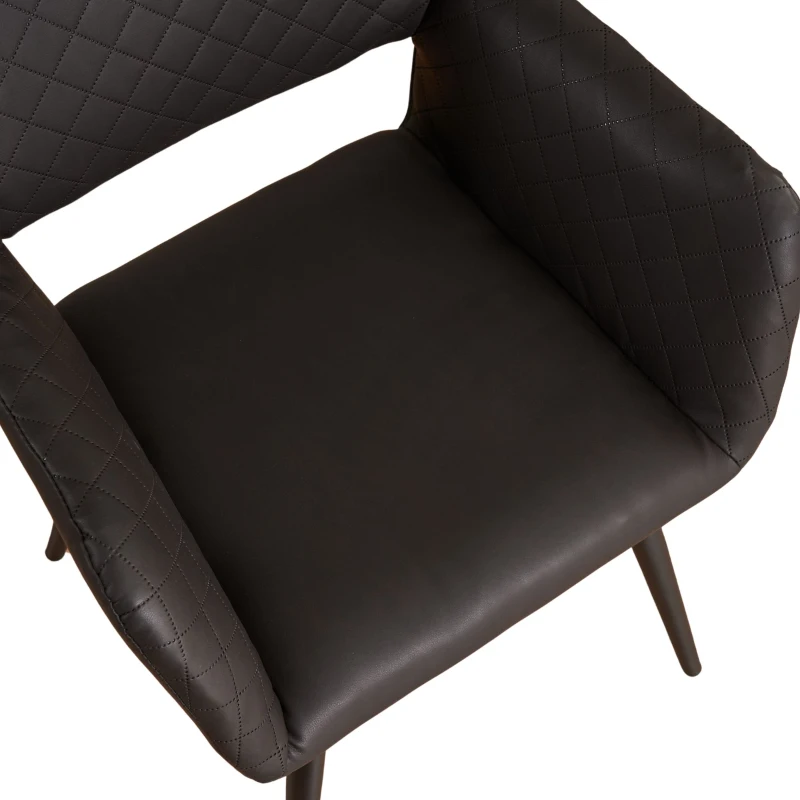 Set aus 2 ergonomischen Stühlen, mit Metallbeinen, für Wohnzimmer und Schlafzimmer, 58x56x80 cm, Schwarz