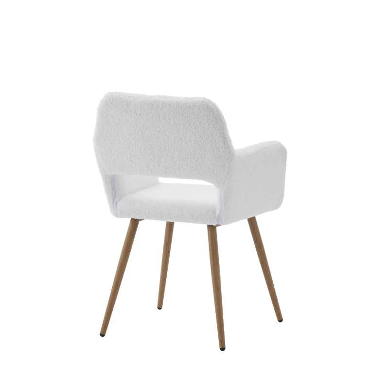 Stuhl in Samtoptik, ergonomisches Design, 58×56×80 cm, Weiß