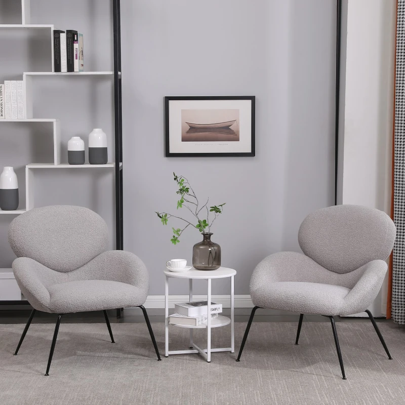 Ankleidestuhl mit samtartigem Bezug und Metallbeinen, moderner Freizeitstuhl für Wohnzimmer und Schlafzimmer, 74,1×77,9×81 cm, Grau