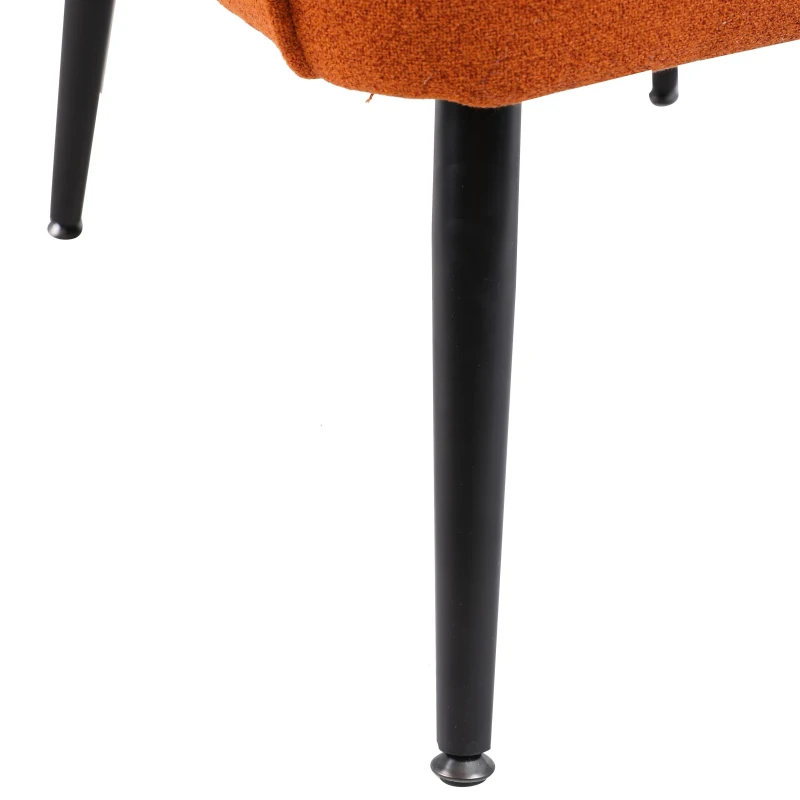 Fauteuil simple rembourré avec pieds en métal, chaise confortable pour la lecture et le café pour salon, chambre et bureau, Orange