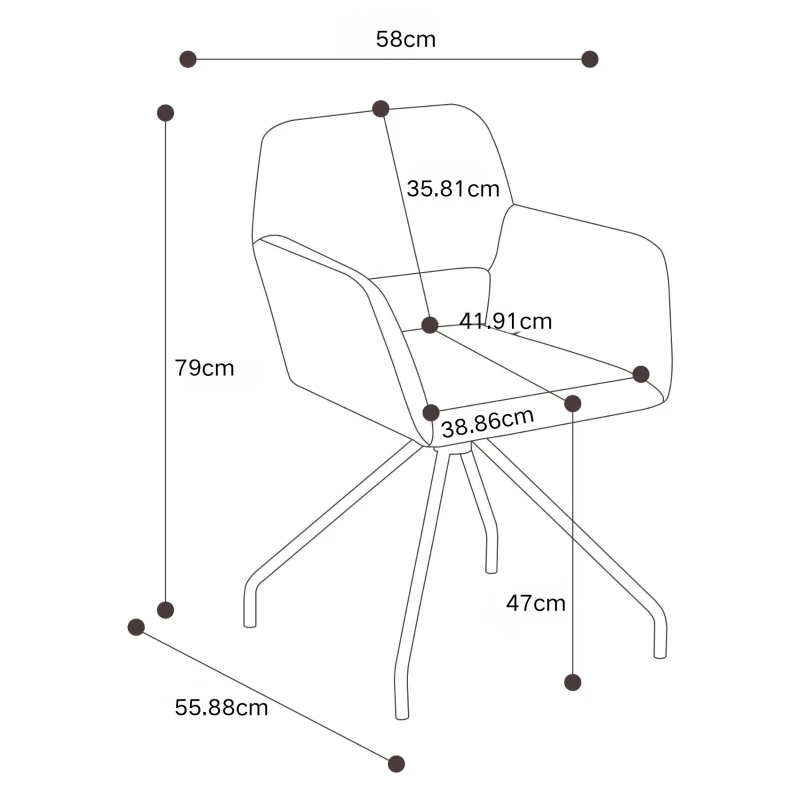 Ergonomische Stühle aus Kunstleder, 58x55x79 cm, Vielseitiger Design für Wohn- und Arbeitszwecke, Zementgrau