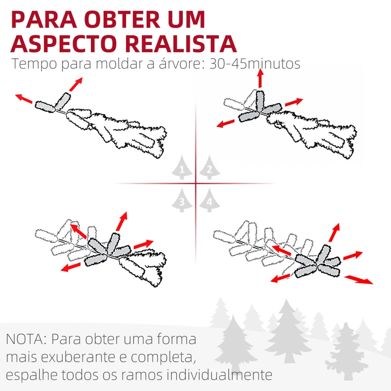 HOMCOM Árvore de Natal 180 cm Árvore de Natal Artificial com 350 Luzes LED 726 Ramos e Suporte de Aço Decoração de Natal  Ø114x180 cm Verde